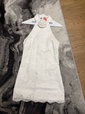 Likely White Lace Halter Mini Dress